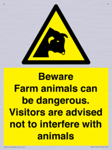 Beware Farm animals can be dangerous. Visitors are advised not to interfere with animals